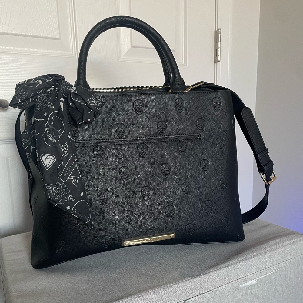 Betsey Johnson Black Skull Satchel